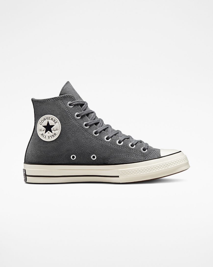 Tenisi Inalti Barbati Converse Chuck 70 Piele Intoarsa Gri Negrii | RO LD0KJ861